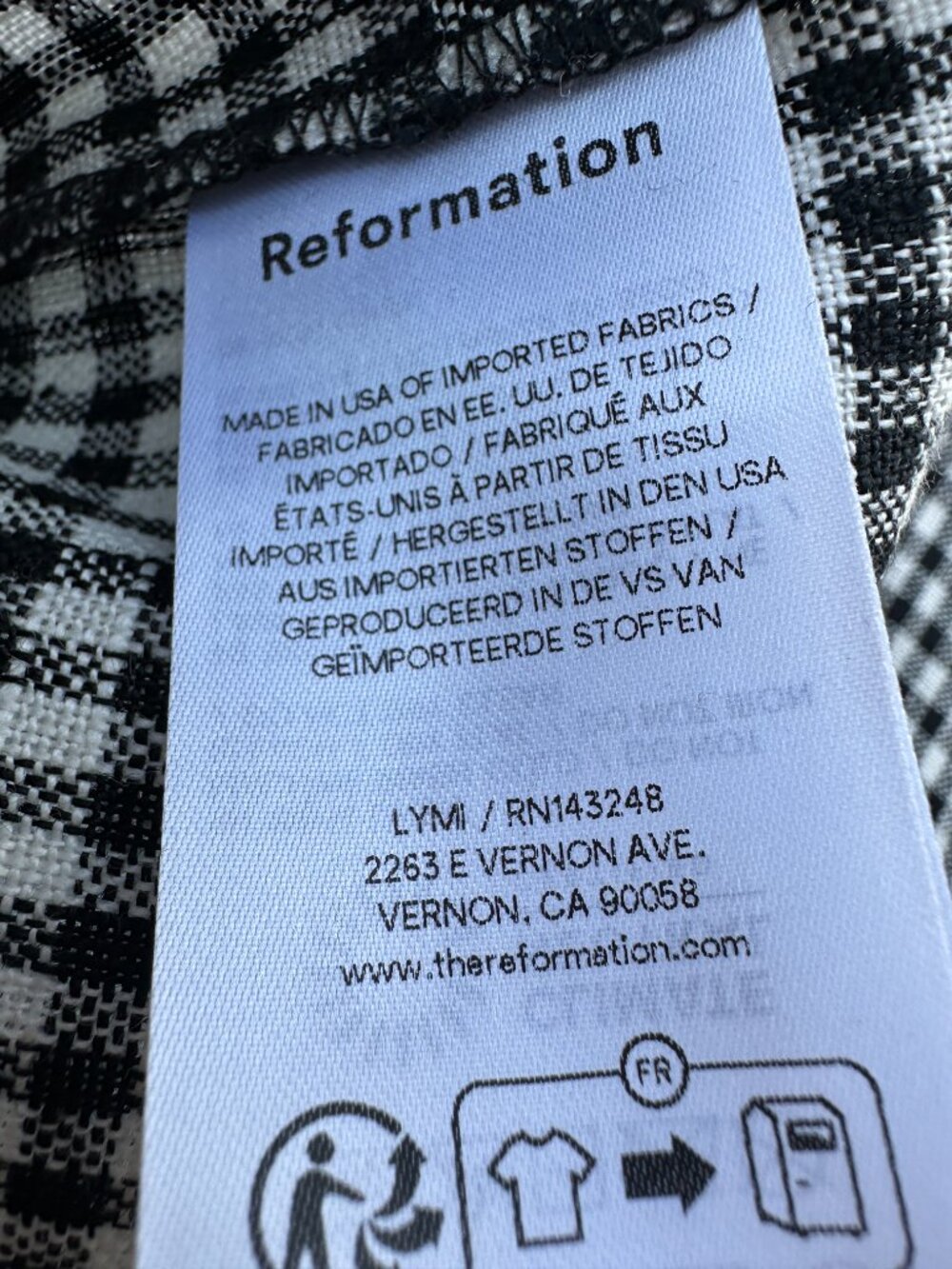 NWT Reformation Rosemond Linen Mini Dress Gingham Black White Low Back 2 - Picture 9 of 9